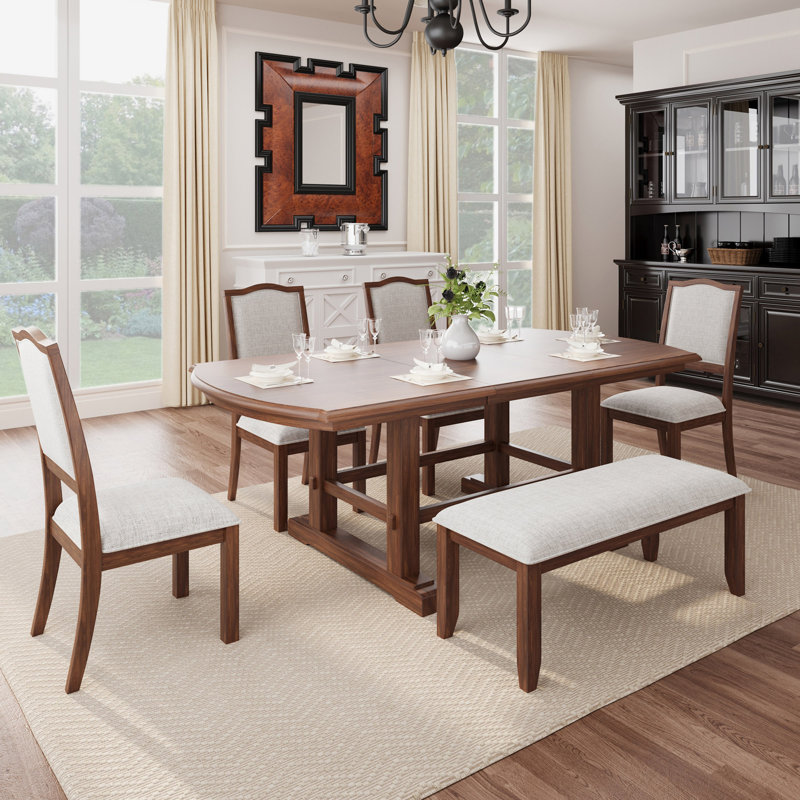 Canora Grey 6 Piece Dining Table Set With 4 Chair And Bench Wayfair